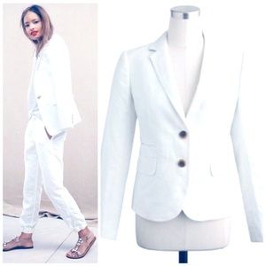J. Crew White Linen Schoolboy Blazer